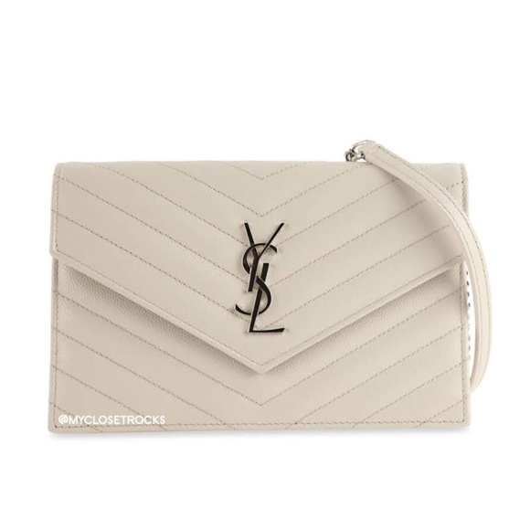 Yves Saint Laurent Handbags - Saint Laurent Small White Wallet on Chain